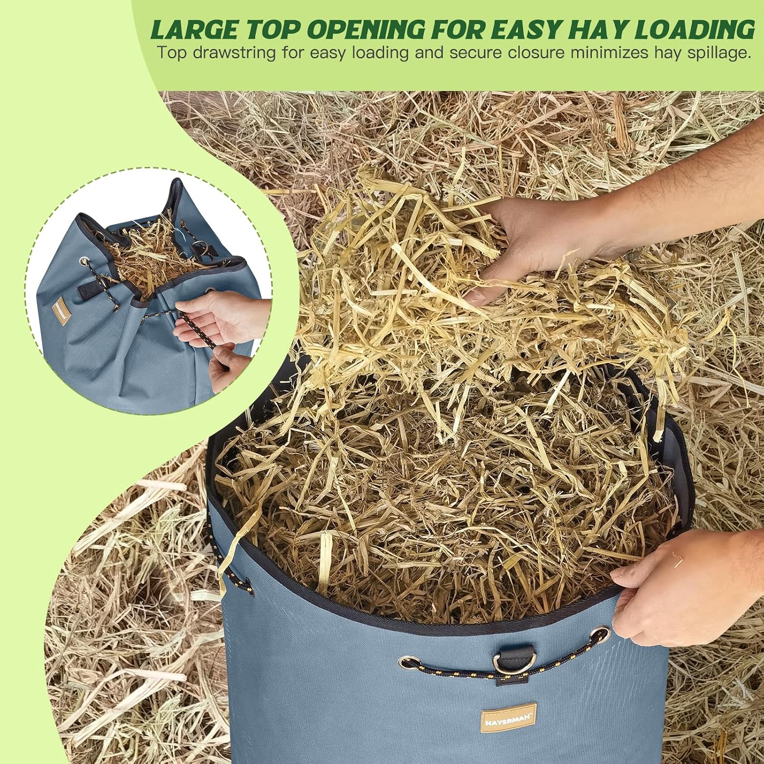 Hay Bags for Horses,4 Holes Slow Feeder Hay Bags for Goats,Sheep,Donkeys,Large Capacity Hay Feeder with Adjustable