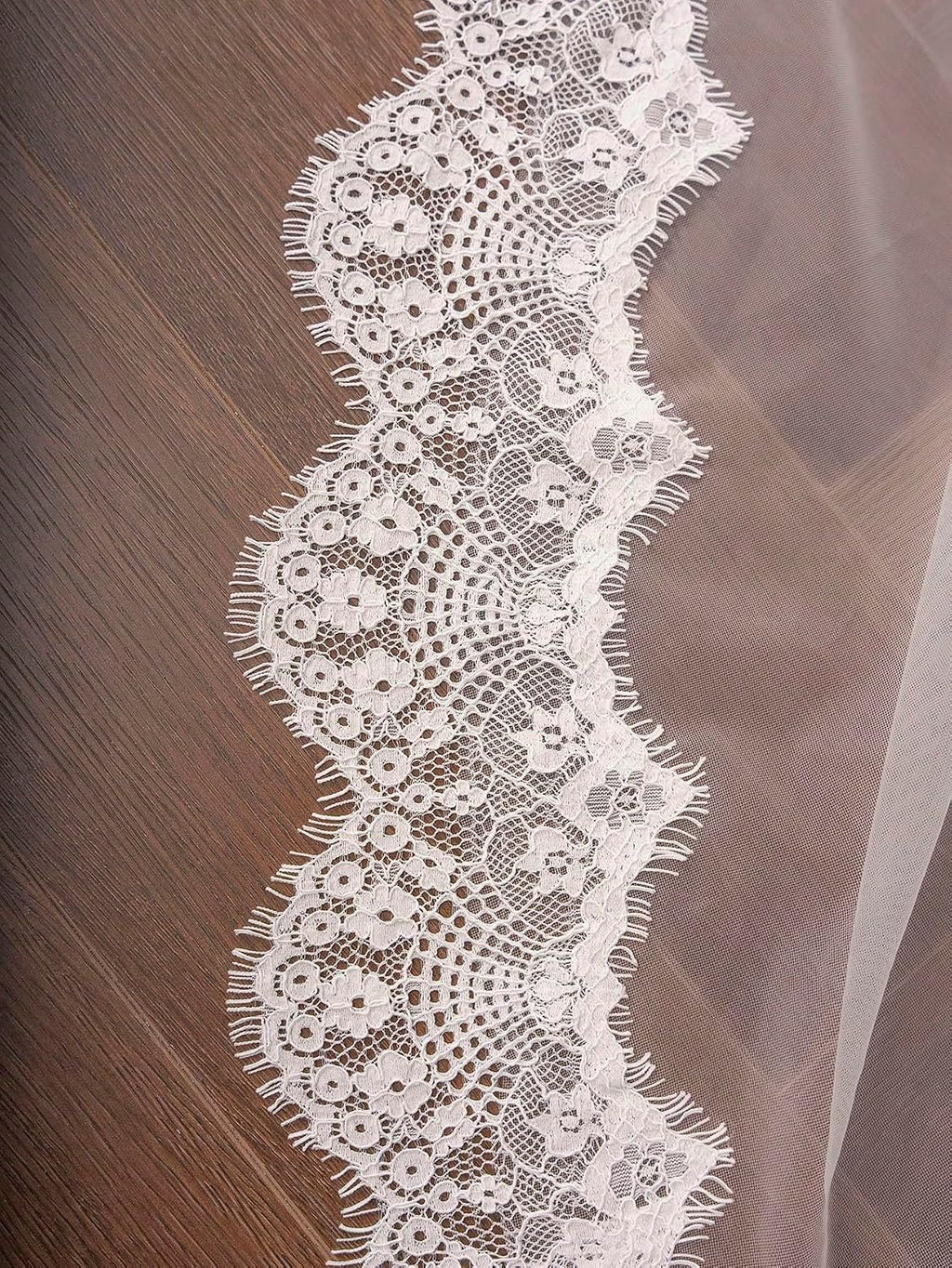 Mantilla Wedding Veil Full French Lace Edge Long Bridal Veil with Comb for Bride