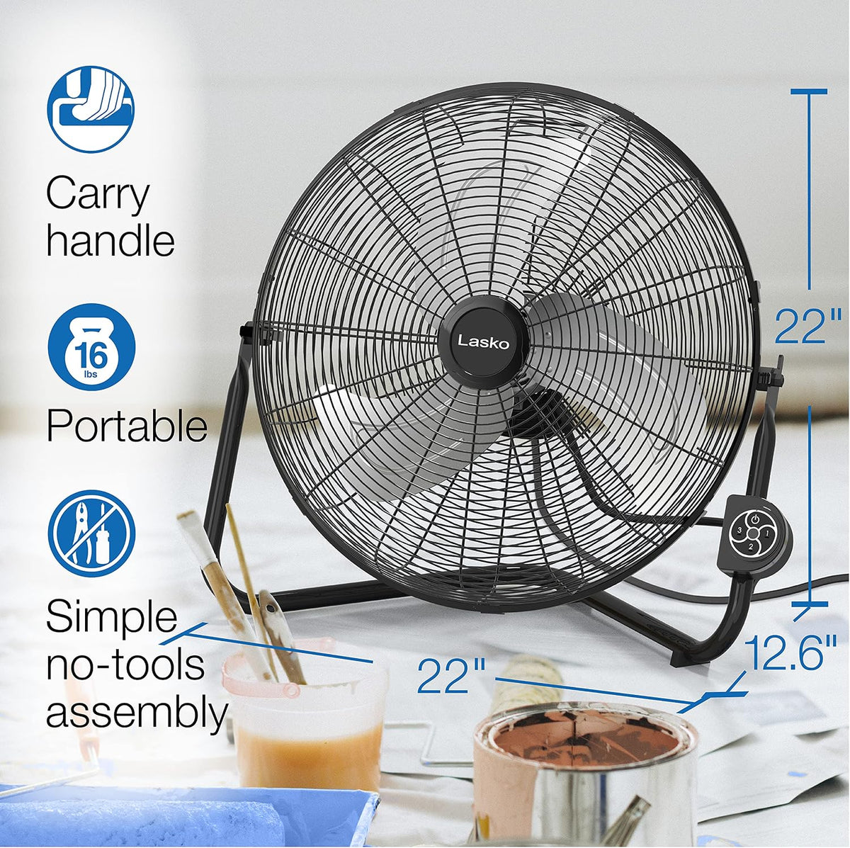 Lasko High Velocity Wall Mount and Floor Fan - 20" - H20660 - Black