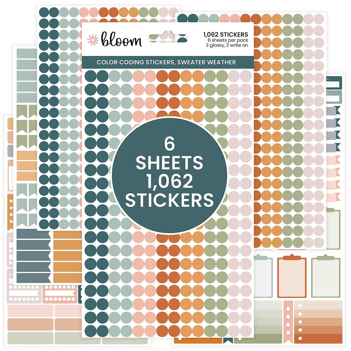 Color Coding Planner Stickers - Muted Neutrals 1/4" Minimalist Dot Labels - Six Sheets, 1000+ Stickers Per Pack!