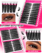 4 Styles Lash Clusters Kit, 864 Pcs D Curl Volume Lashes