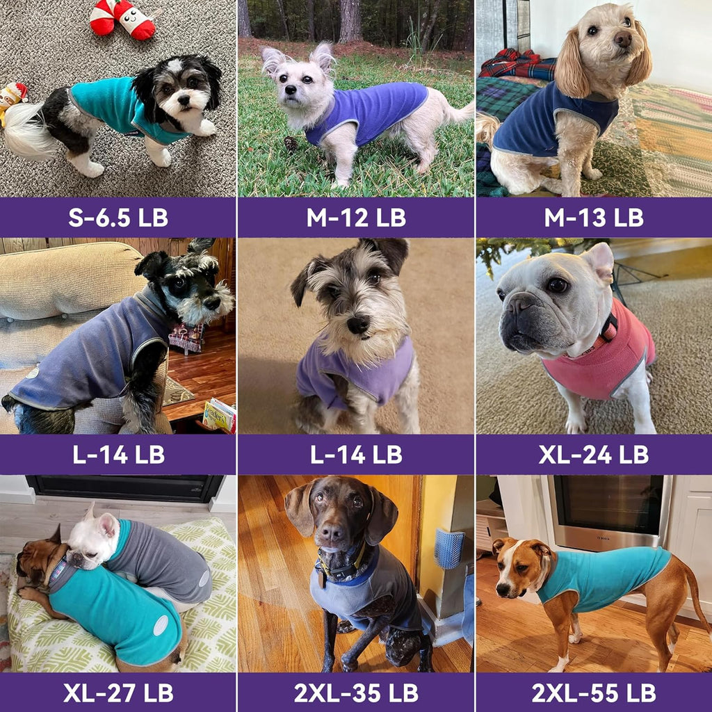 2 Pack Fleece Dog Sweater Stretchy Pullover Soft Dog Jacket with Reflective Stripe Lightweight Sweatshirt Pet Clothes