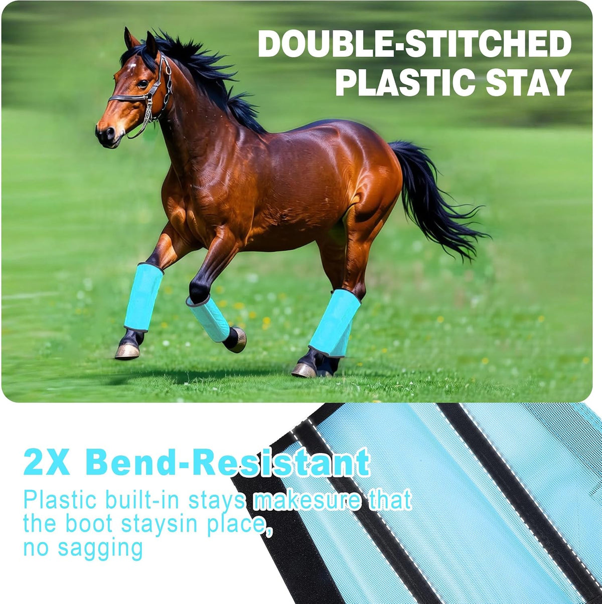 Horse Fly Boots 4 Pack | Breathable Mesh Horse Leg Protection for Pasture Turnout | Reduce Stomping, Hoof Damage &