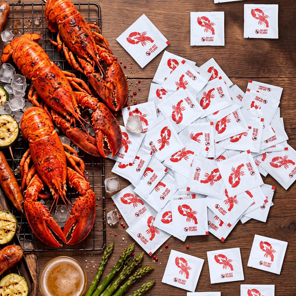 100 Pcs Lobster Wet Wipes Bulk, Individually,Lobster