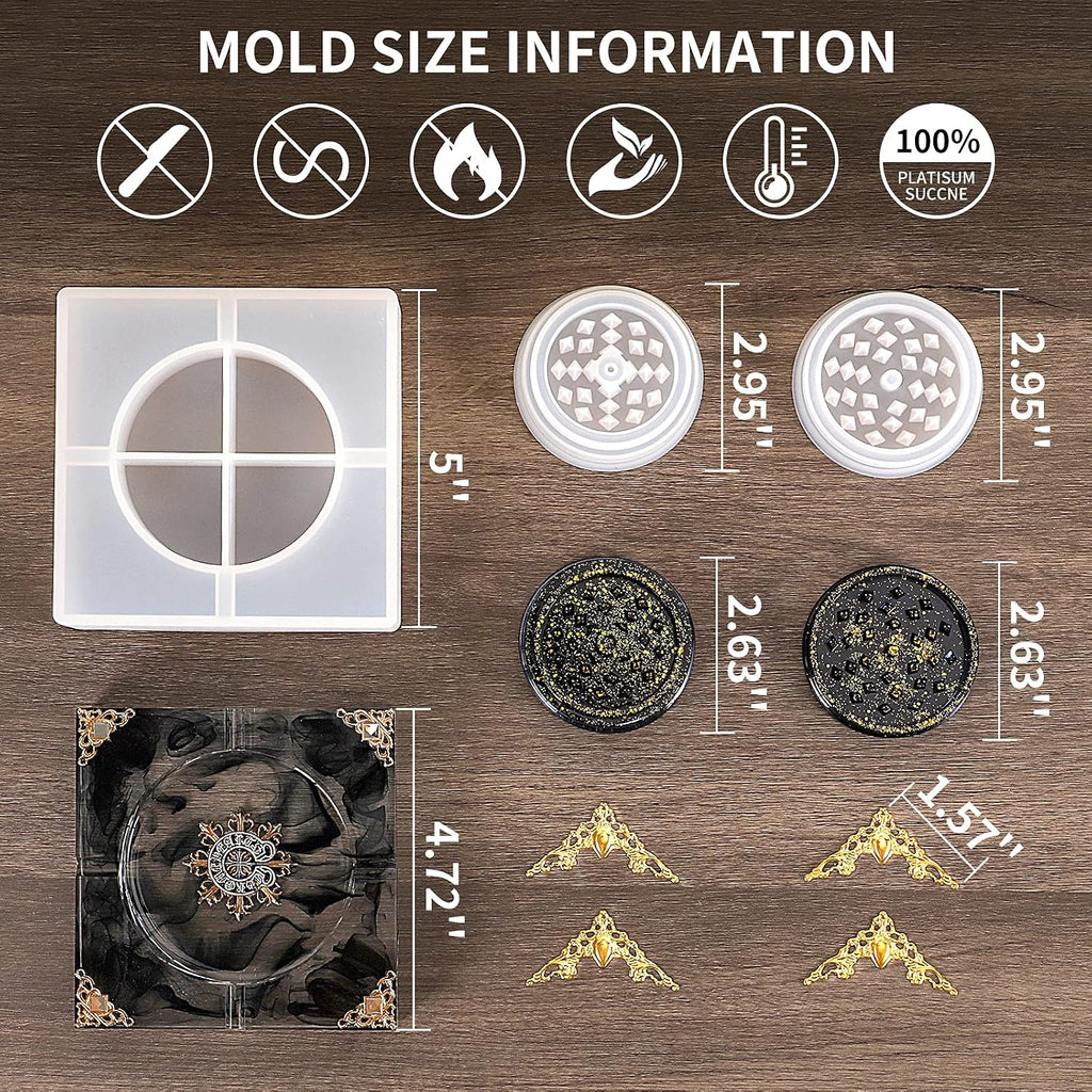 Ashtray Resin Mold and Spice Grinder Mold, Large Square Silicone Molds for Resin, Herb Grinder Mold for Resin
