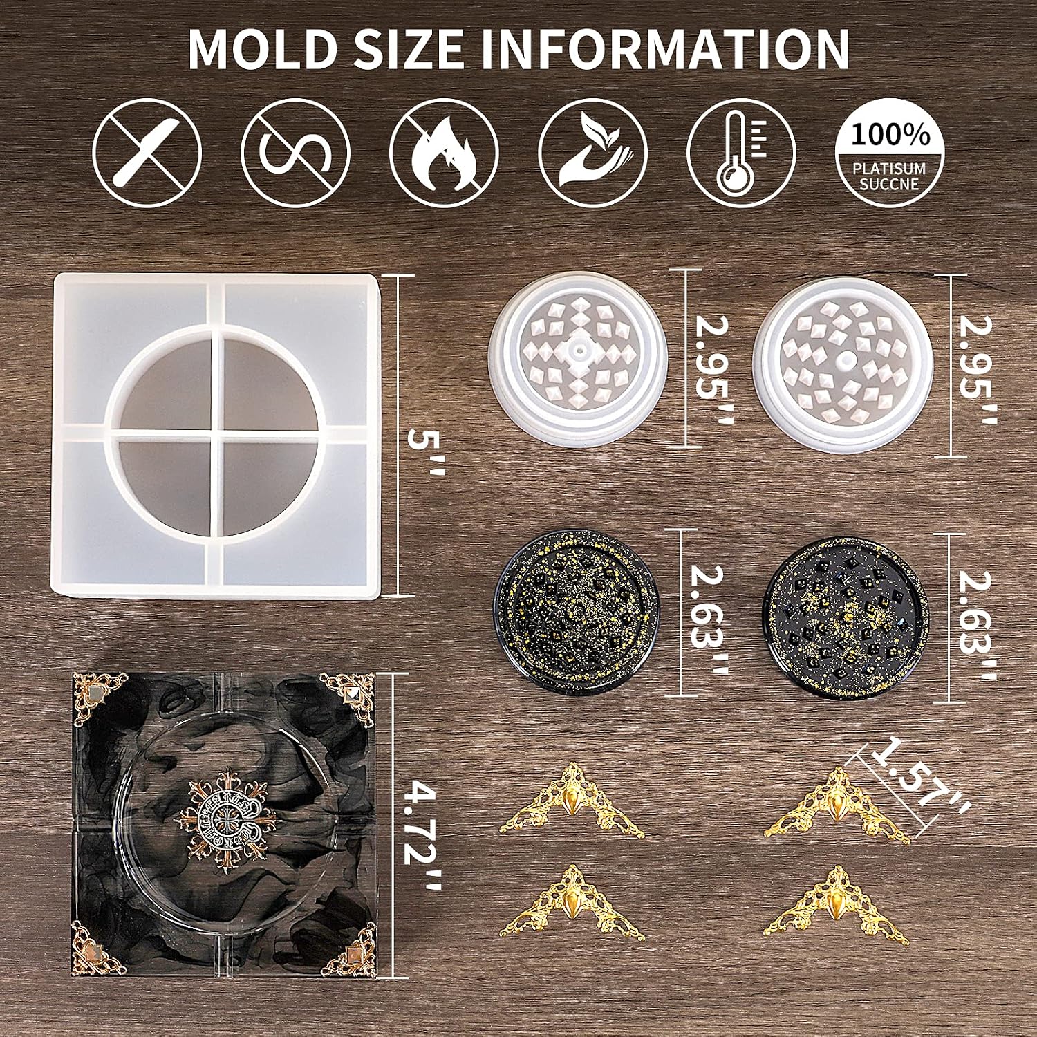 Ashtray Resin Mold and Spice Grinder Mold, Large Square Silicone Molds for Resin, Herb Grinder Mold for Resin
