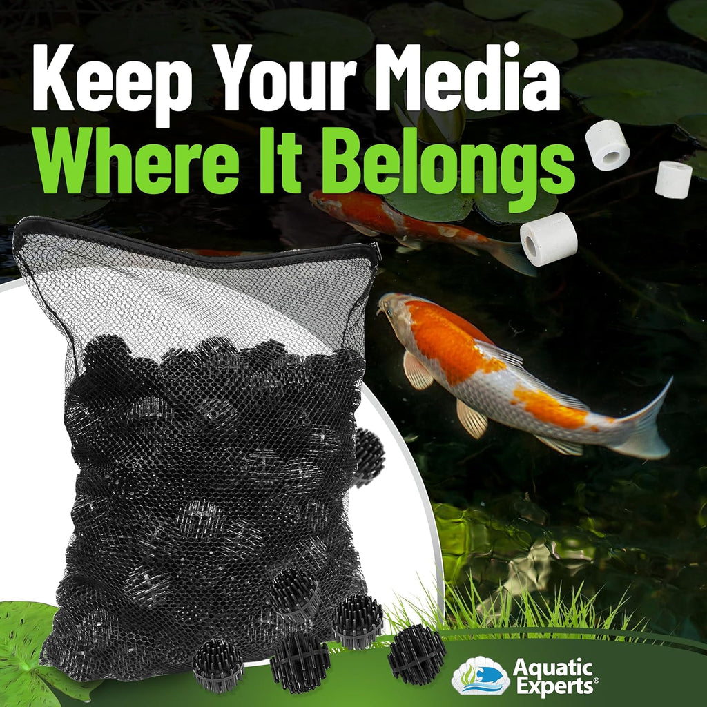Mesh Media Bags – Large Hole 1/8" Mesh with Rustproof Plastic Zipper for Bio Balls & Large Filter Media (10" x 12", 2