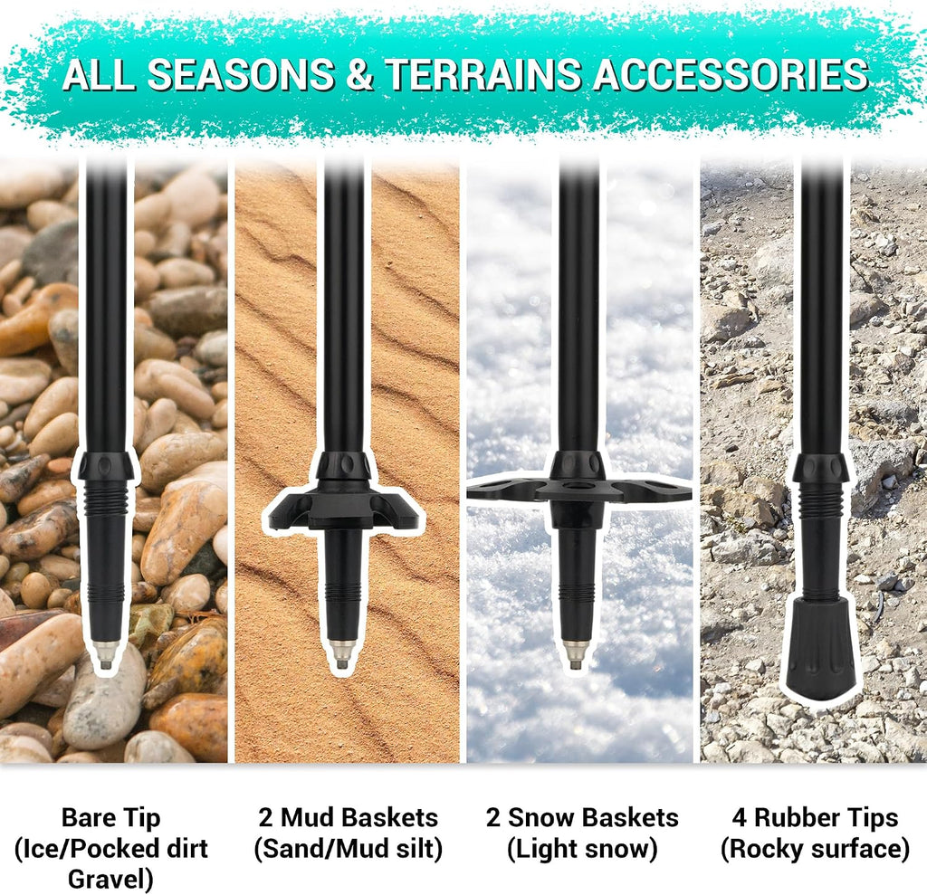 Durable 7075 Aluminum Trekking Poles, Walking Sticks for Hiking | Collapsible, Lightweight with Cork Grips