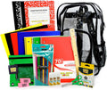 17" Clear Backpack Bundle for Elementary School | Back to School Bookbag with Supplies | Contains Crayons, Colored