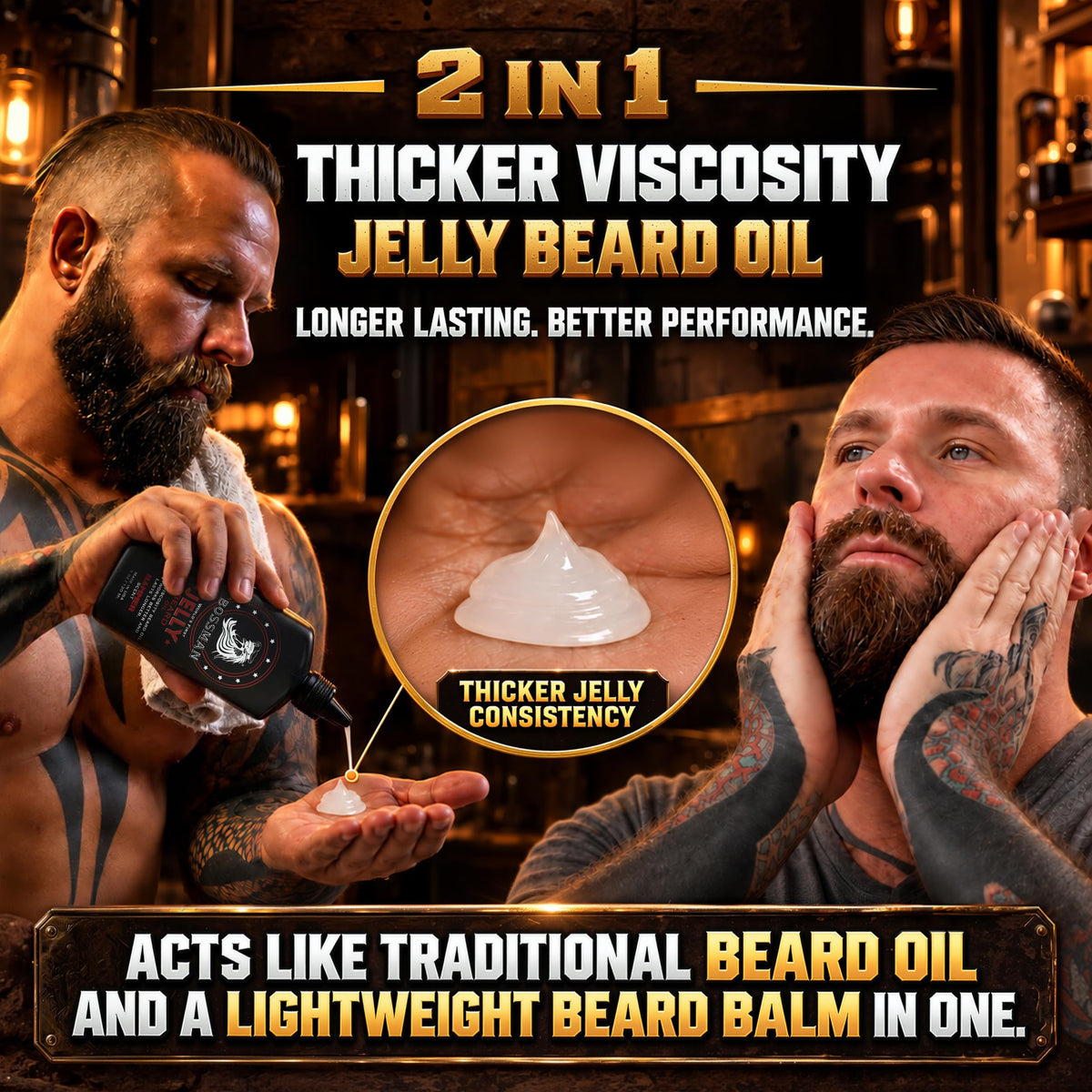 Jelly Beard Oil (4 oz) - Thicker Formula, Texas Made - Hammer Scent