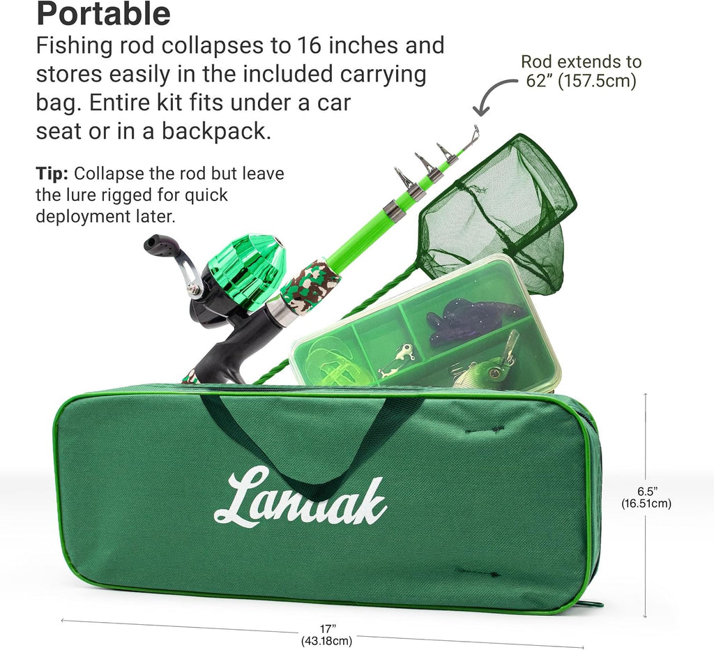 Kids - Toddler Fishing Pole & Tackle Box, Beginner Combo kit, for Ages 5-12