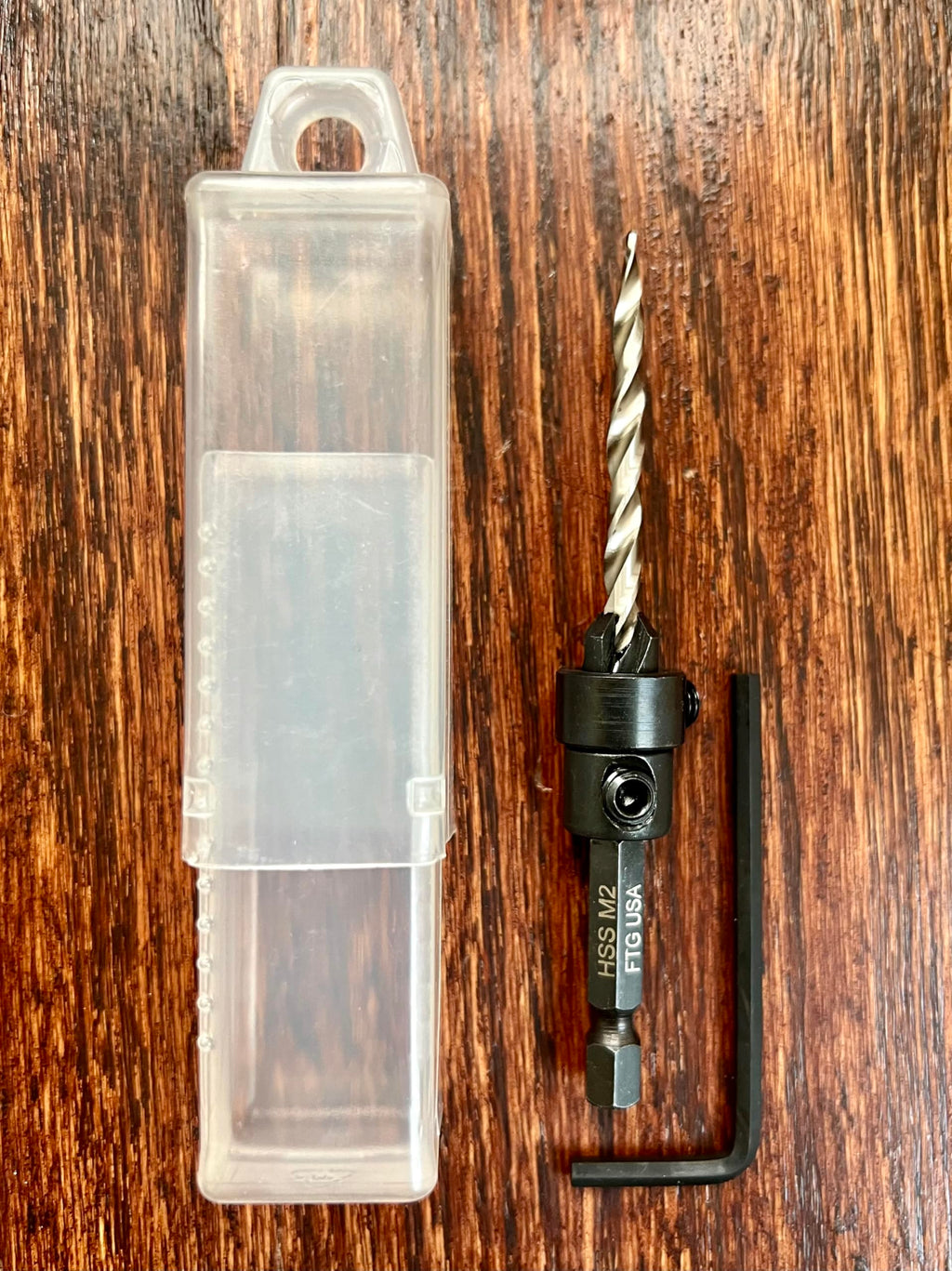 FTG USA #8(11/64") Tapered Wood Countersink Drill Bit w/ 3/8" Collar & Case