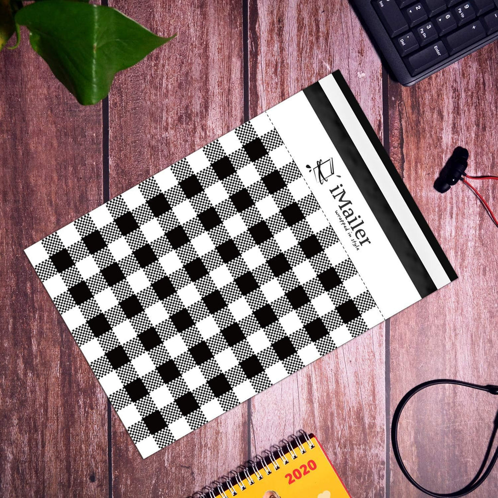 100 Count - 12 x 15.5 inch, Poly Mailer Black Gingham Plaid Package Envelope