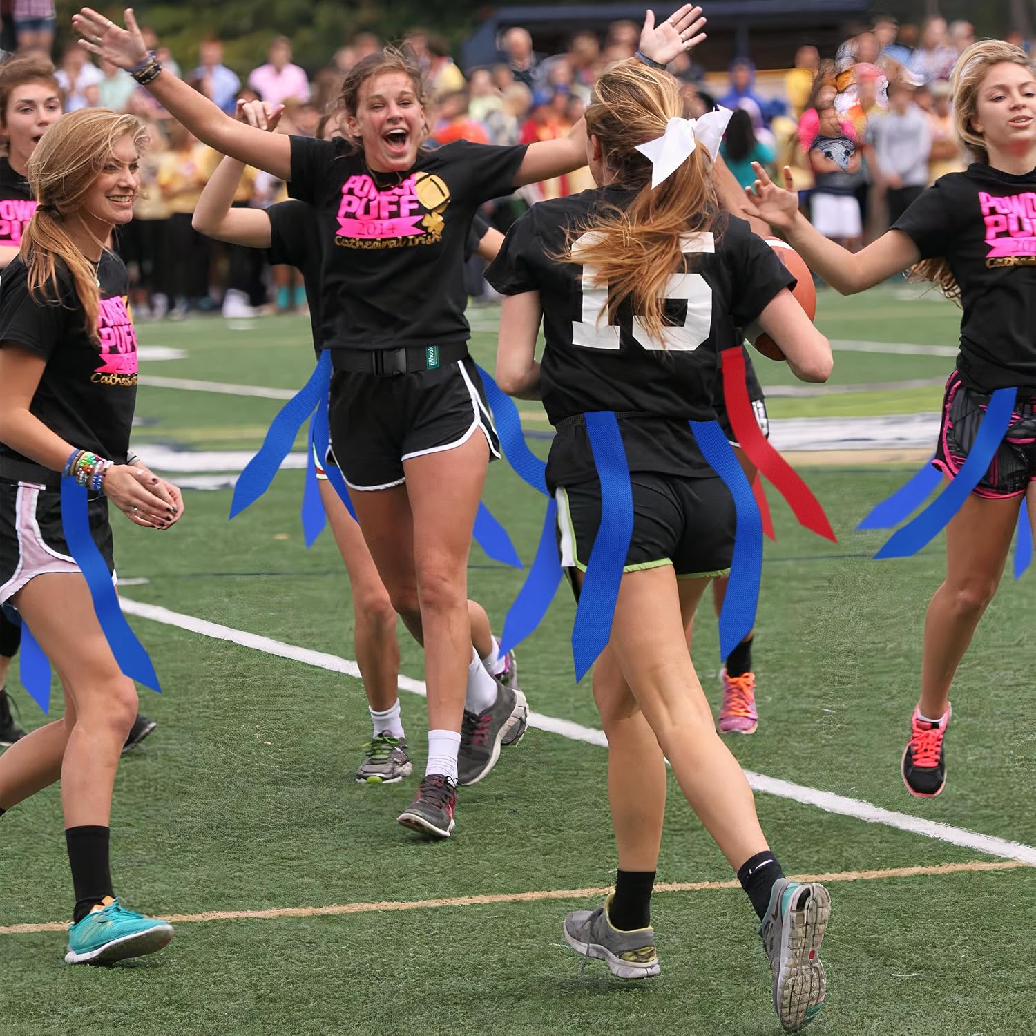 14-Player Flag Football Belts with 42 Flags For Kids, Youth & Adult | Two-Color, One Size Fits All, Quick-Release