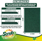 Scouring Pads - Heavy Duty Scrub Pads for Cleaning Dishes - Non-Scratch - Reusable - Green (50, Green)