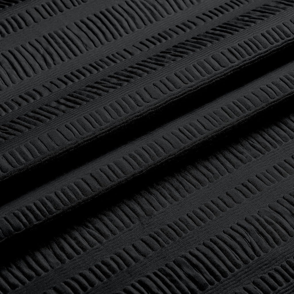 Moga 3D Embossed Waterproof Fabric Shower Curtain - Hotel Quality Soft Black Shower Curtain Fabric, Light-Weight