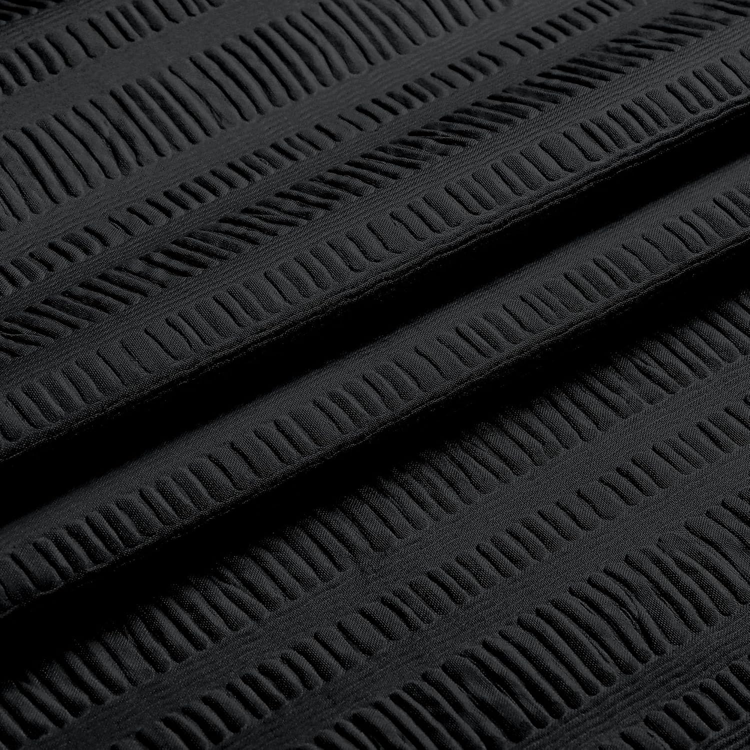 Moga 3D Embossed Waterproof Fabric Shower Curtain - Hotel Quality Soft Black Shower Curtain Fabric, Light-Weight