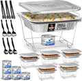 Disposable Chafing Dish Buffet Set, Food Warmers for Parties, Complete 39 Pcs of Chafing Servers with Covers