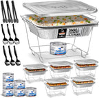 Disposable Chafing Dish Buffet Set, Food Warmers for Parties, Complete 39 Pcs of Chafing Servers with Covers