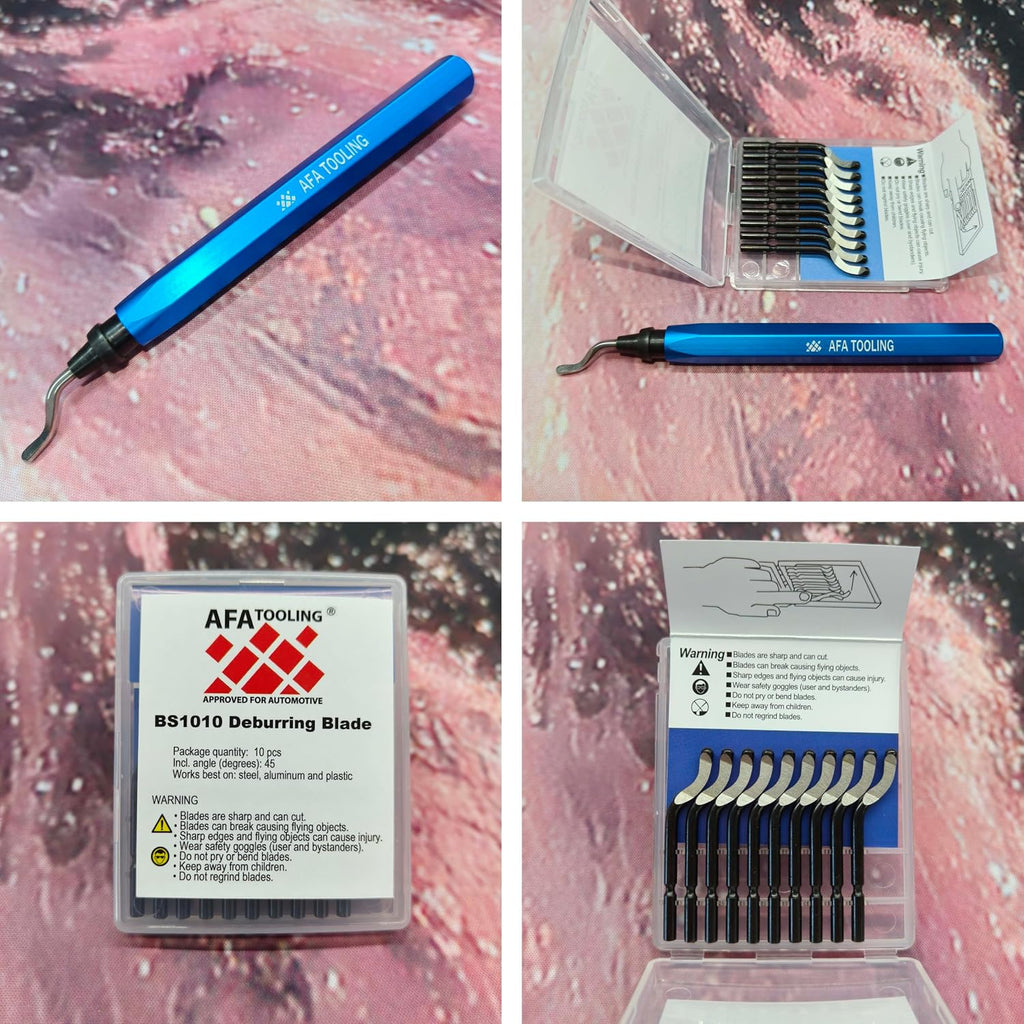 AFA Tooling Deburring Tool, 11 M2 HSS Blades, CNC Anodized Aluminum Handle