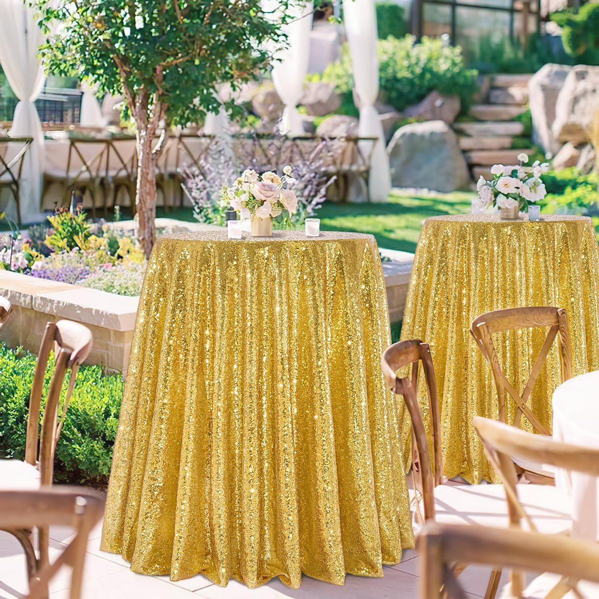 Gold Sequin Round Tablecloth 90 Inch Glitter Party Table Cloth