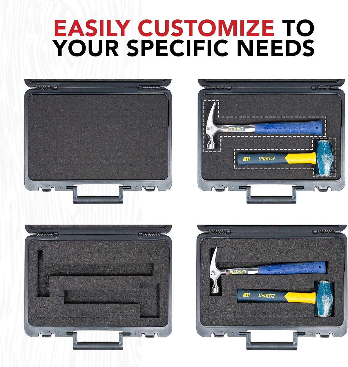 Universal Hard Carrying Case with Premium Kaizen Pick and Pluck Foam - Protects Electronics, Tools, Cameras and