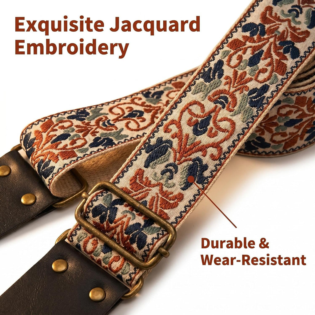 Patterned/Embroidery Guitar Strap - Adjustable for Acoustic Electric Bass,Guitars, Best Gifts