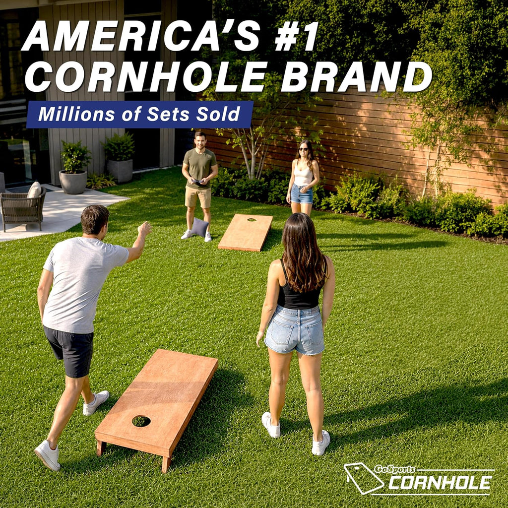 4 ft x 2 ft Regulation Size Wooden Cornhole Boards Set with Light Brown Finish - Includes Carrying Case (Choose Your