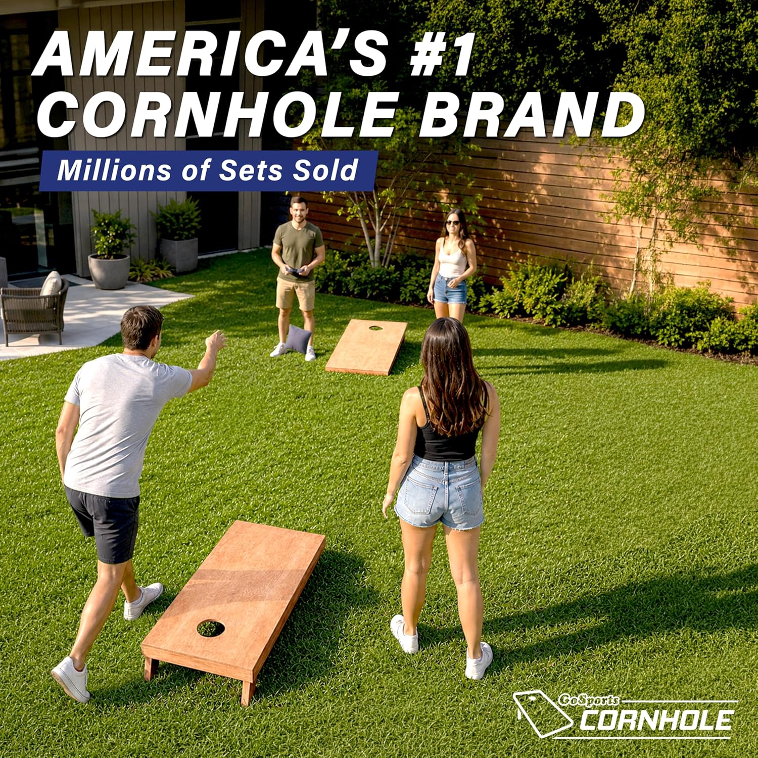 4 ft x 2 ft Regulation Size Wooden Cornhole Boards Set with Light Brown Finish - Includes Carrying Case (Choose Your