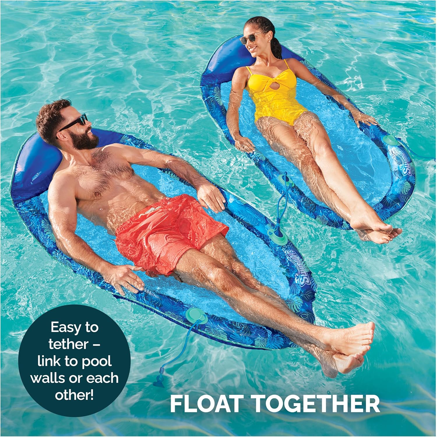 Spring Float Elite Hammock Pool Lounger with Breathable Mesh Seat, Inflatable Pool Floats for Adults with Fast