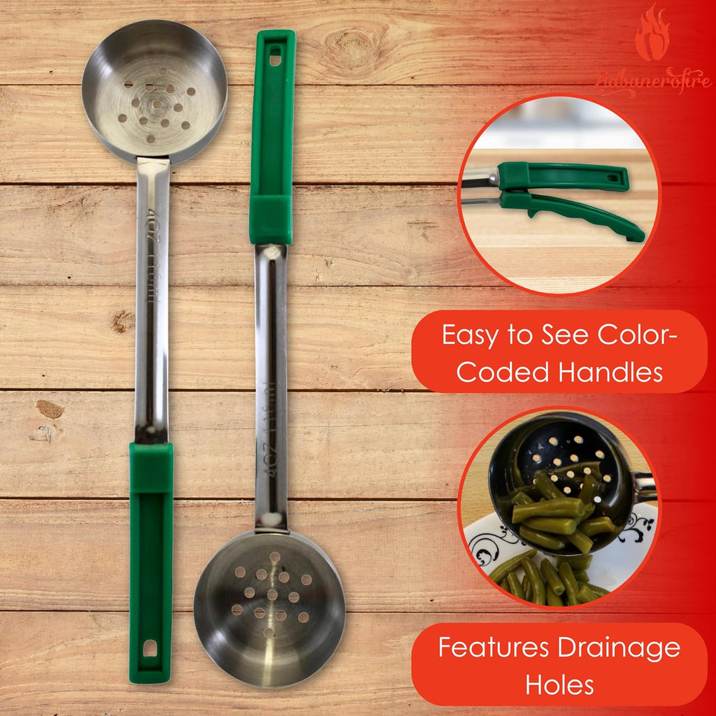4 oz Slotted Stainless Steel Portion Control Ladle Spoodle - [Pack of 2] | Commercial-Grade Spoodle for Portioning