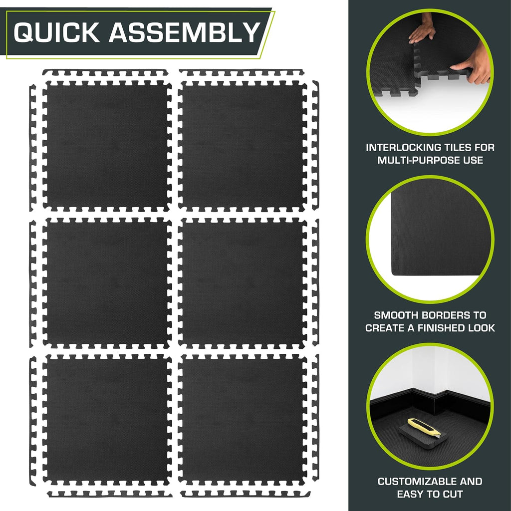 Weaved Pattern Extra Thick Exercise Puzzle Mat ¾-inch, EVA Foam Interlocking Tiles for Protective, Cushioned Flooring