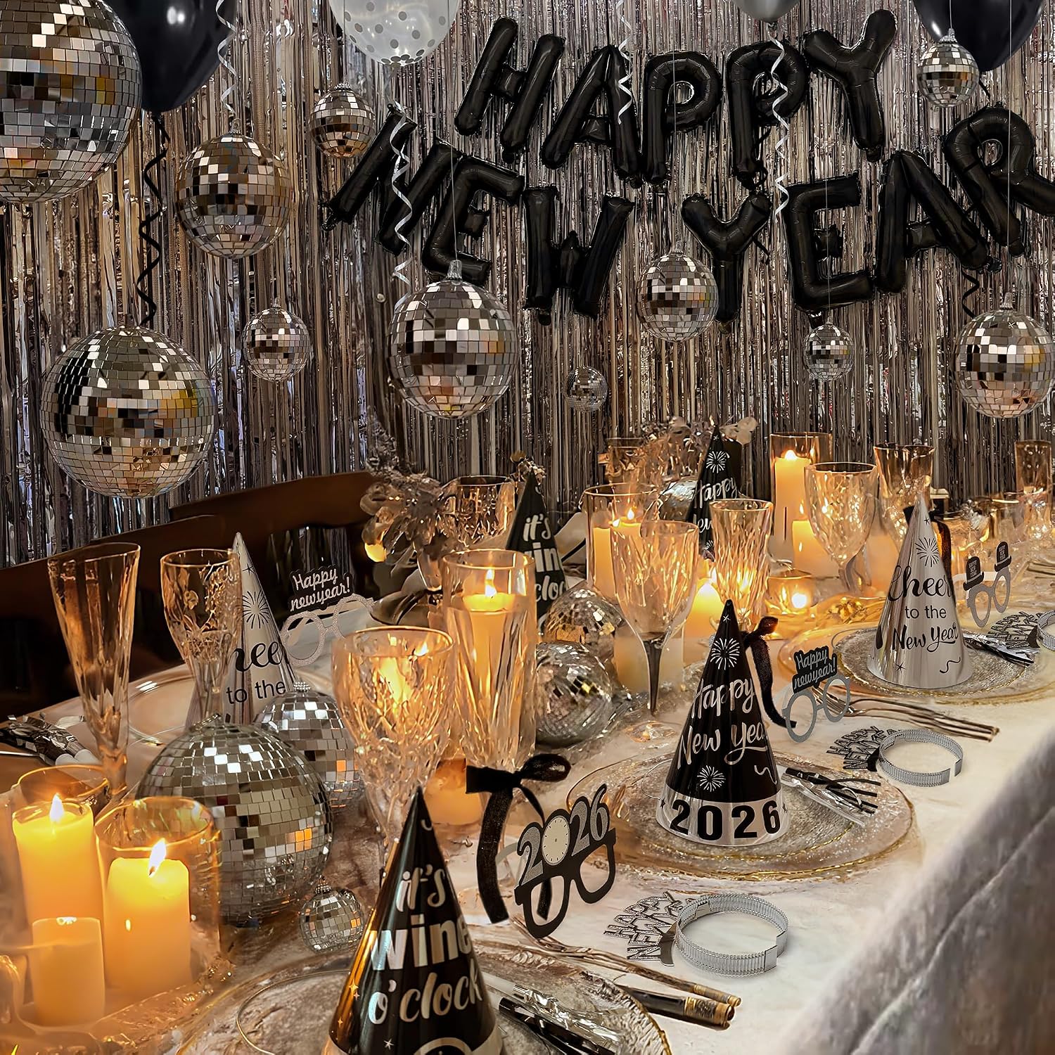 New Years Eve Party Supplies - New Years Decorations 2026 - 98 Pcs Sets With Happy New Year Balloons,Disco Balls