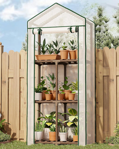 Greenhouse for Outdoors Small Plant Green House 3-Tier Portable Plant Stand with Durable PE Cover for Seedling Ideal