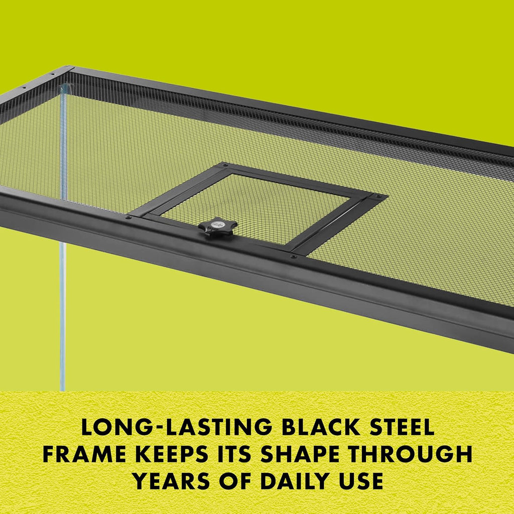 Pet Reptile Terrarium Fresh Air Screen Cover with Hinged Door 24" x 12" | Reptile tank accessories with locking door