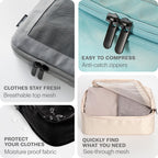 Compression Packing Cubes for Travel, 6-Pack, Beige