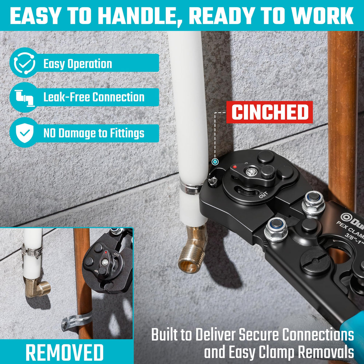 DureTech 2IN1 Ratchet PEX Crimping Tool