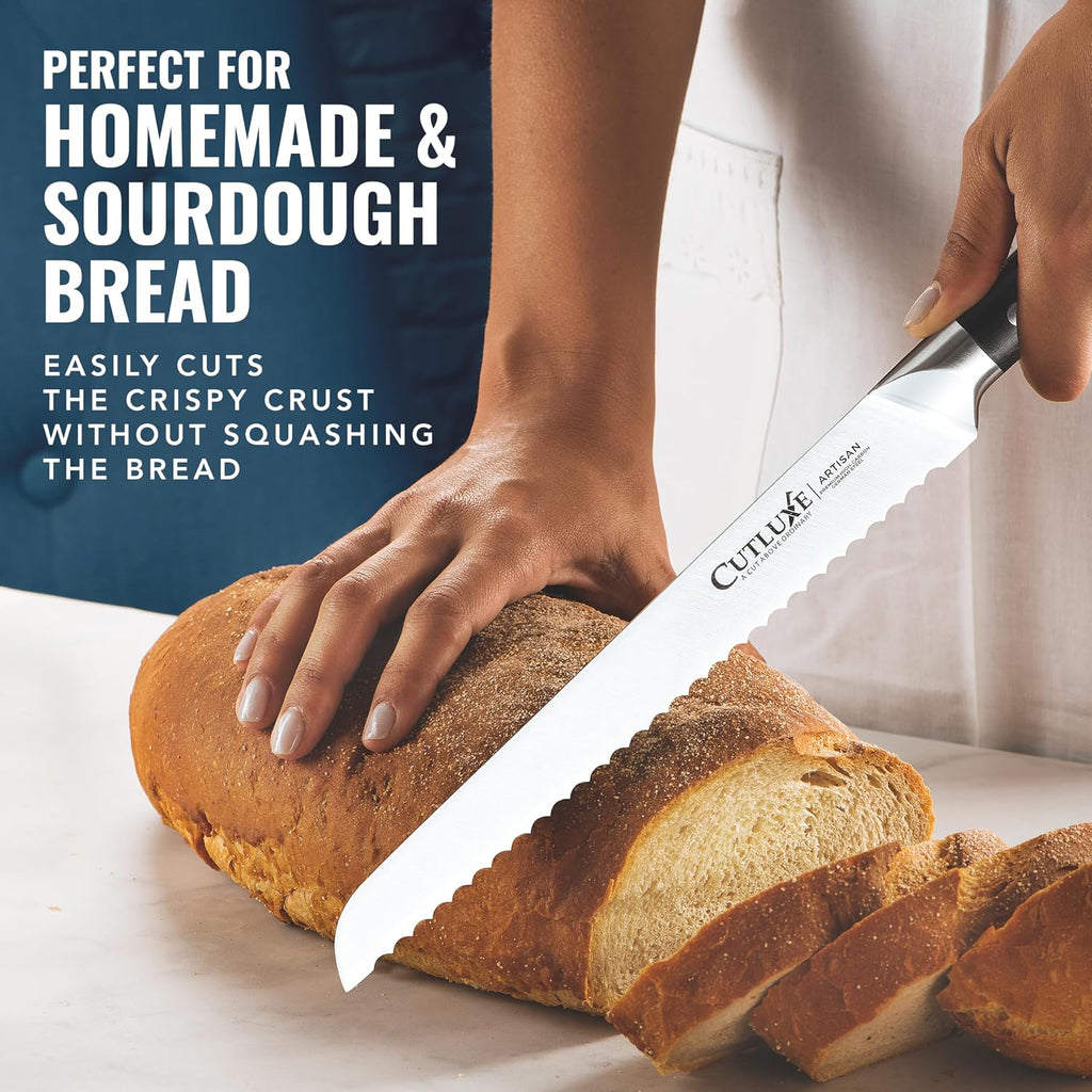Bread Knife, 10" Serrated Knife, German Steel Full Tang Blade