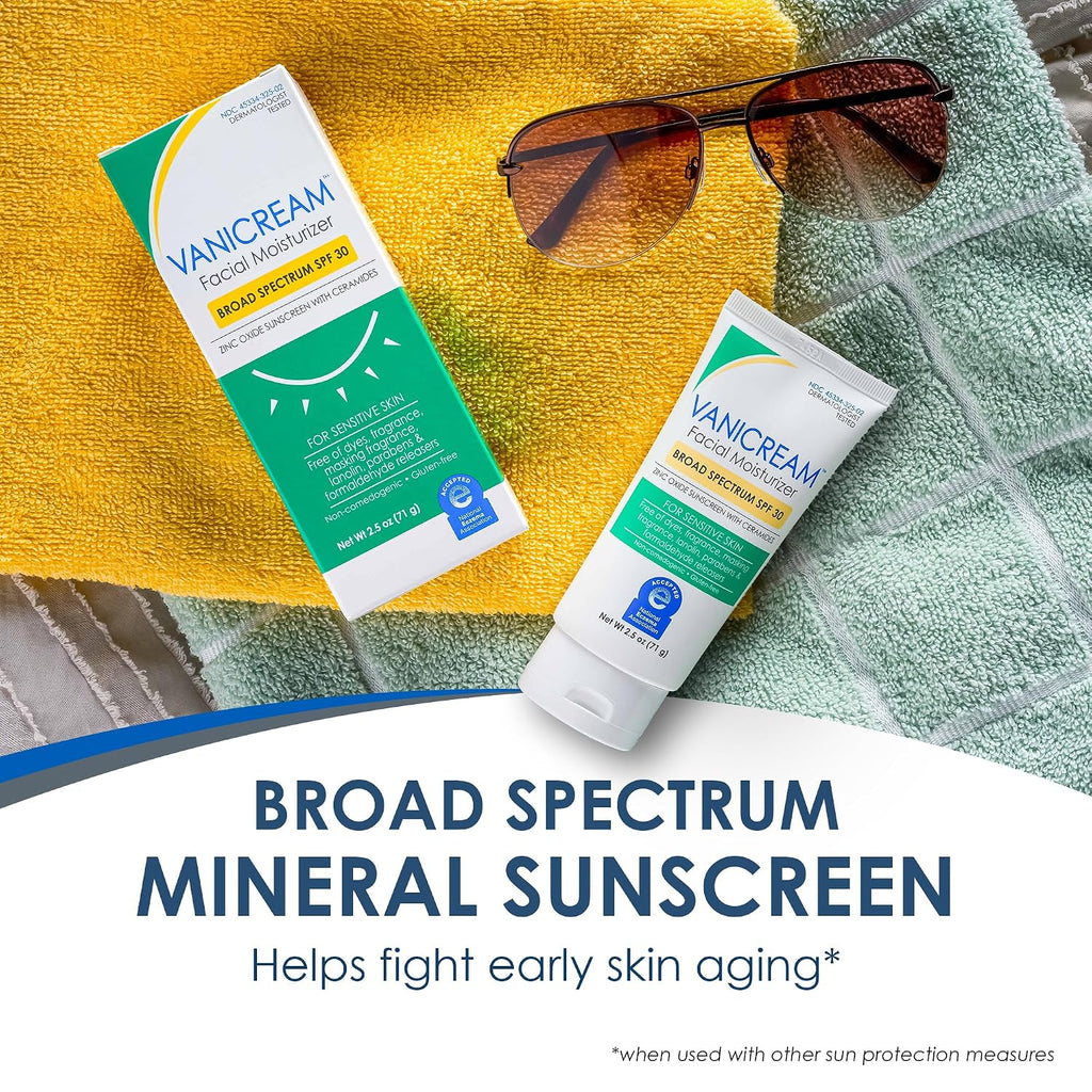 Facial Moisturizer SPF 30, 2.5 Fl Oz, Formulated without Common Irritants for Sensitive Skin, Zinc Oxide Mineral