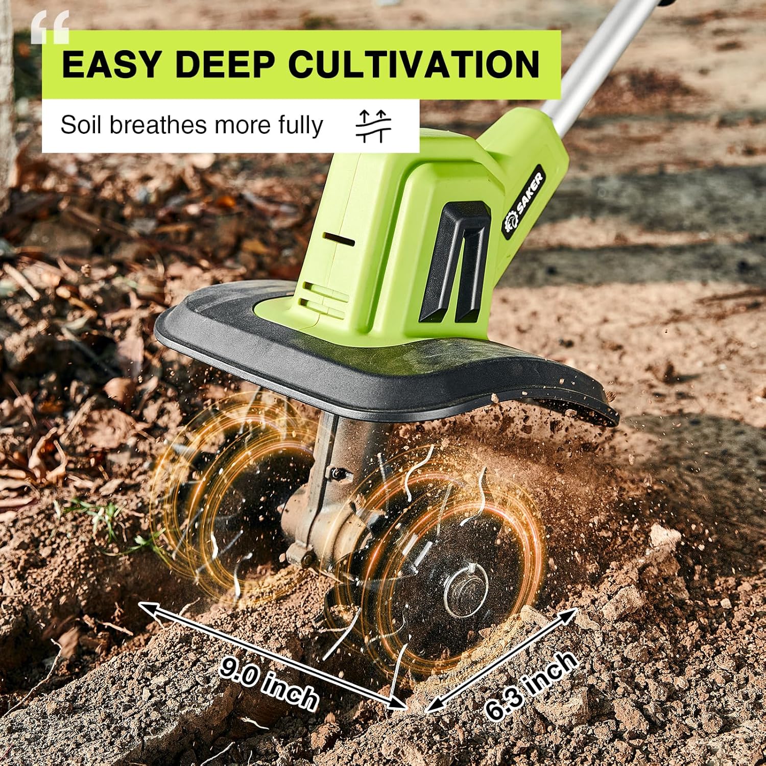 22V Cordless Garden Tiller Cultivator Rototiller for Gardening | Electric Garden Tiller,360RPM,9-Inch Tilling Width