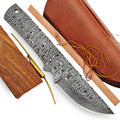 ColdLand 9.50" Hand Forged Damascus Steel Knife Blank Blade for Knife Making Kit Supplies Includes Rose Wood, Brass