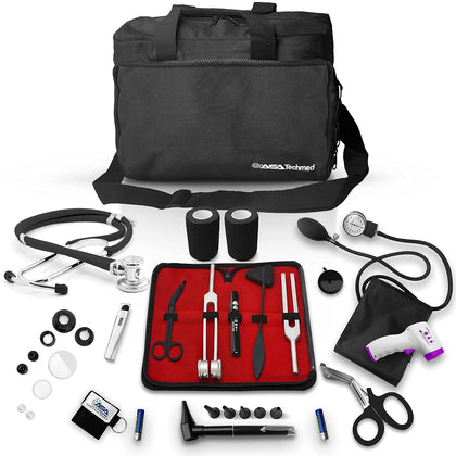 Nurse Essentials for Work Starter Kit, Stethoscope, Blood Pressure Monitor, Otoscope, Tuning Forks and More. 18 Pcs