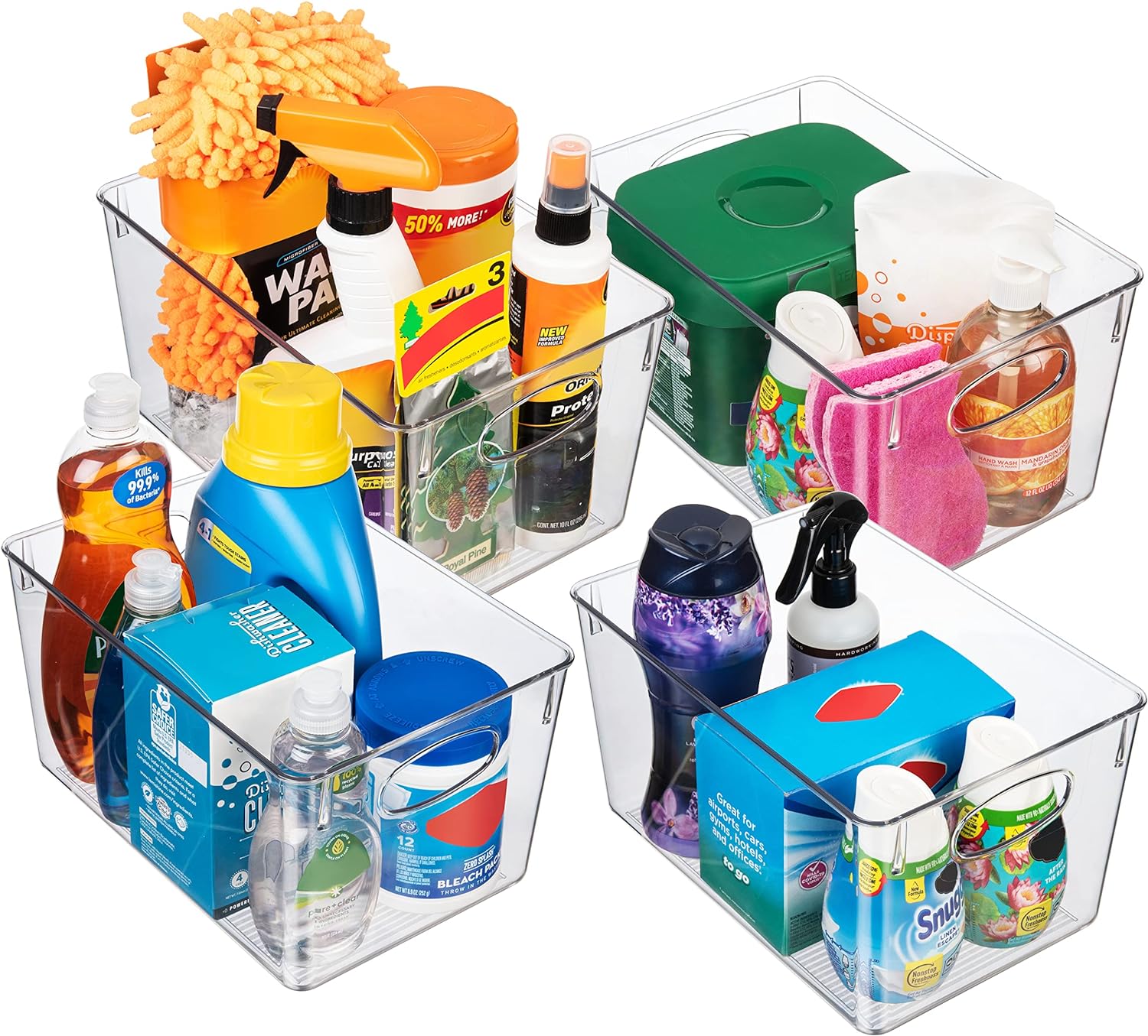 Plastic Storage Bins With lids – Perfect Kitchen Fridge Organizer, Pantry Organization, Cabinet Organizers (4 Pack)