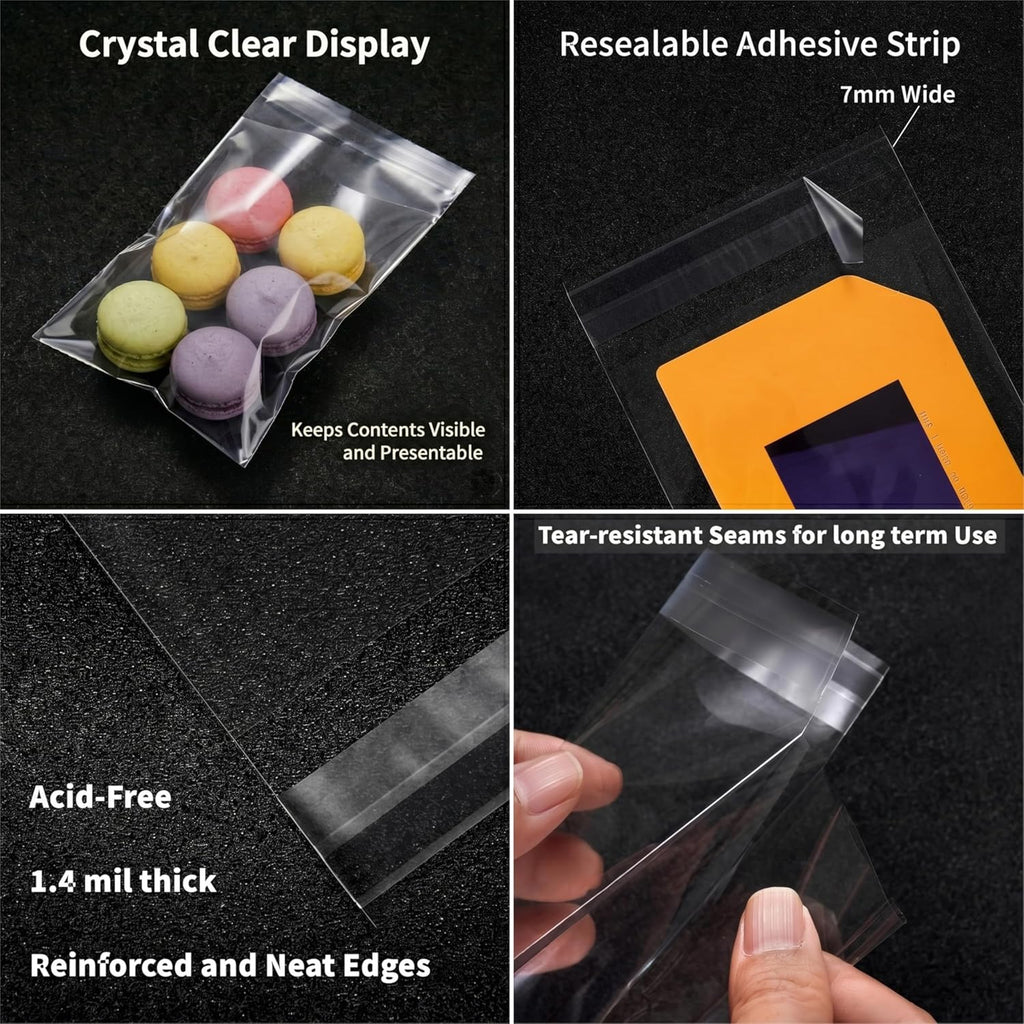Clear Poly Bags Adhesive 5x7 in, 200 Count
