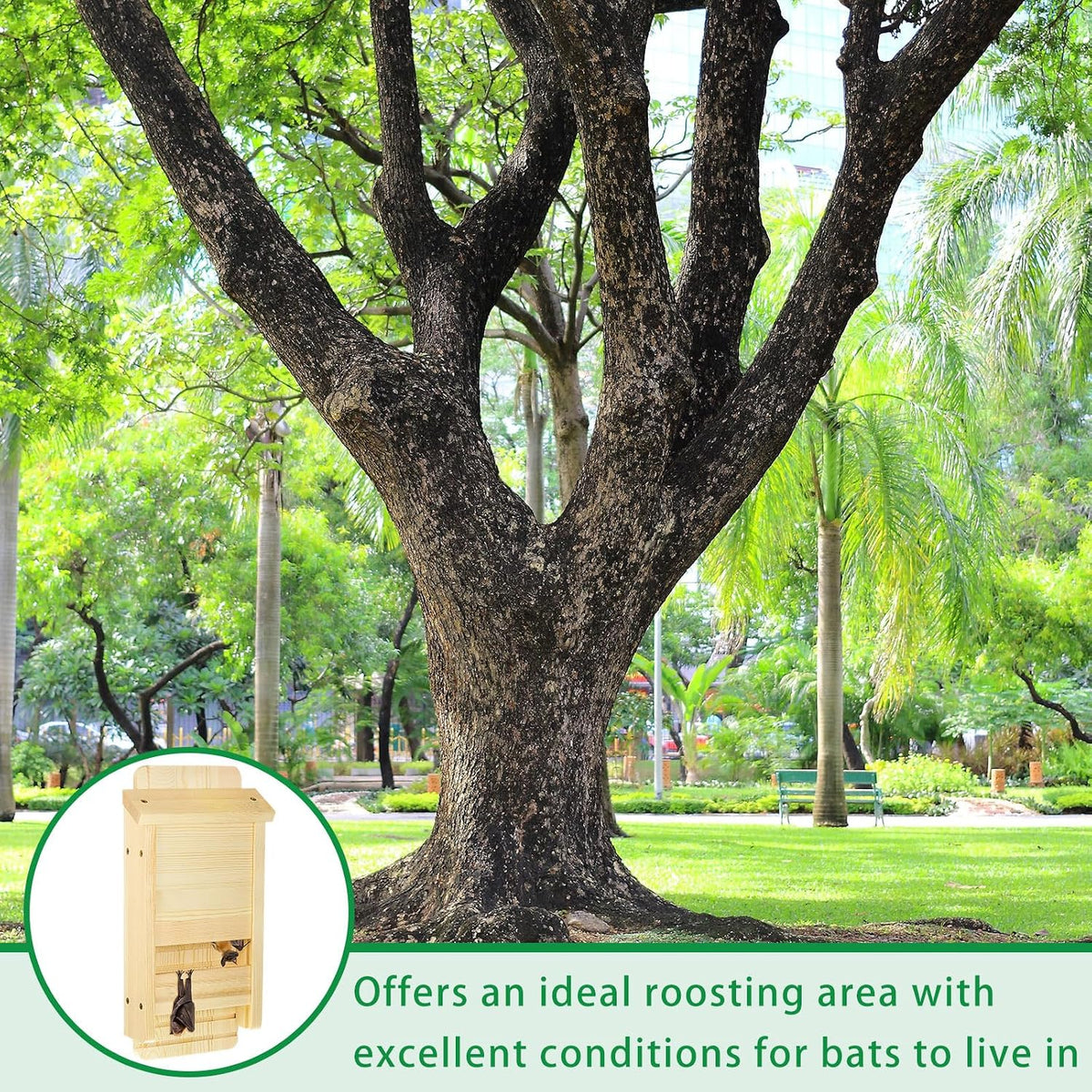 2 Pcs Wood Bat House for Outdoors 14.5 x 6.7 x 2.2 Inches Weatherproof Bat Box Easy to Install Weatherproof Shelter