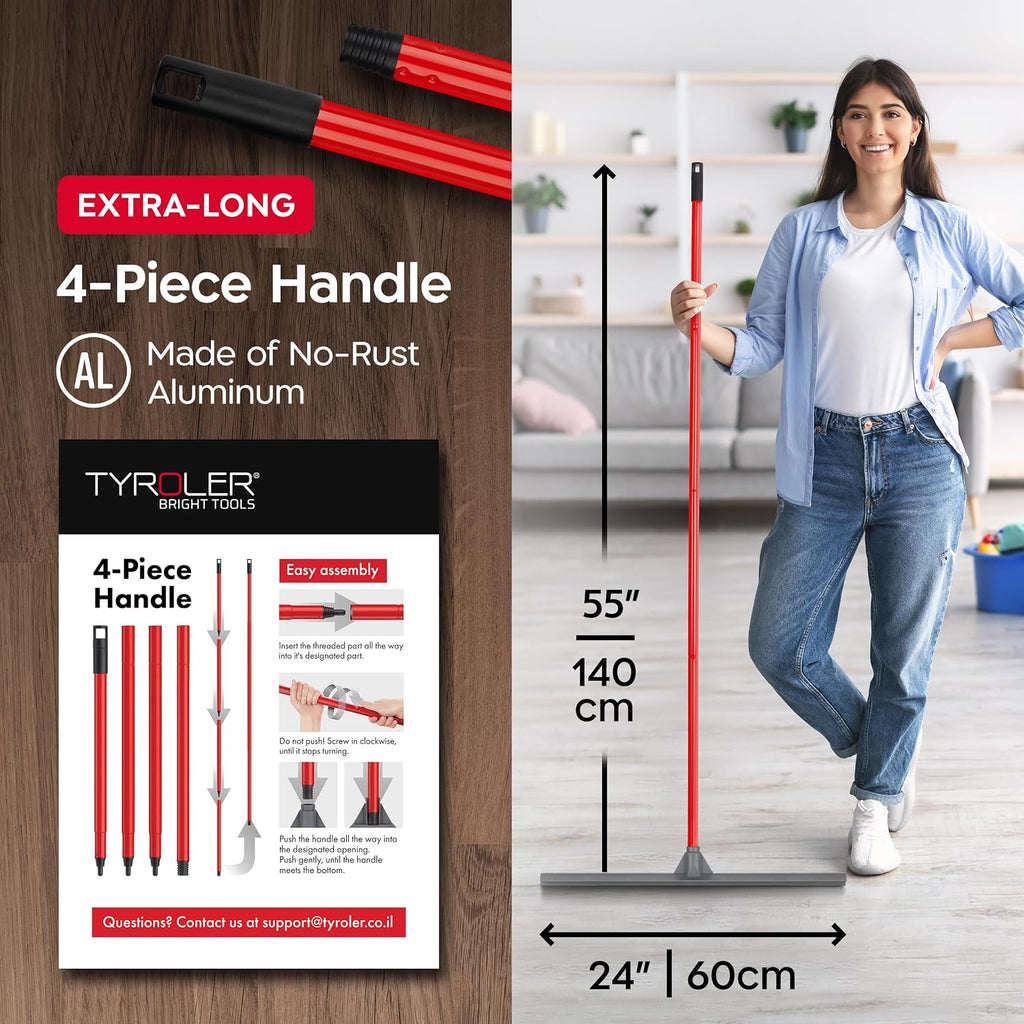 Tyroler Floor Squeegee Heavy Duty 24" | Floor Squeegee for Concrete Floors | | Heavy Duty Squeegee for Floor | 55" 4