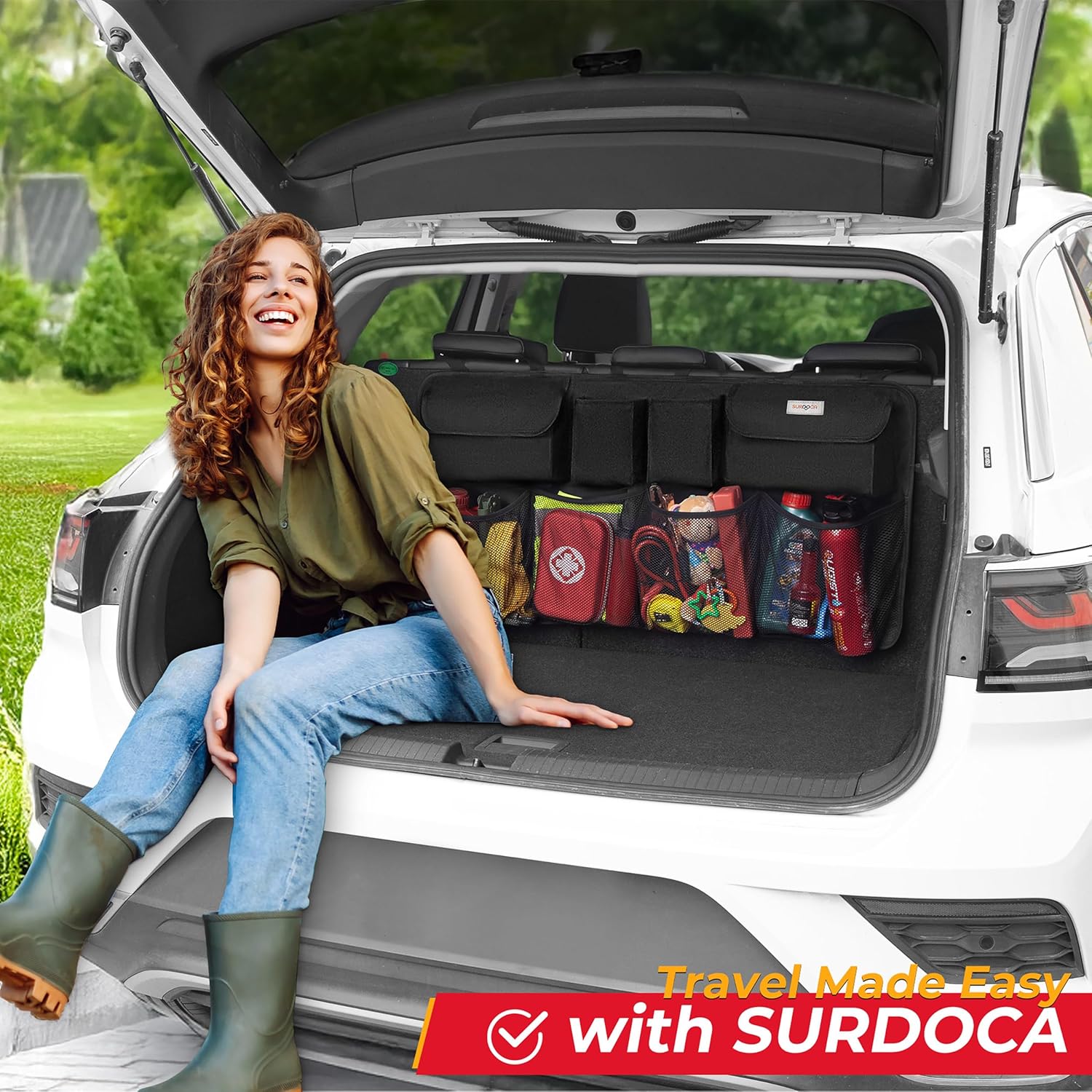 Car Trunk Organizer, LARGE CAPACITY Car Storage Bag with 8 Pockets, 7X Upgraded Trunk Storage Organizer for Car, SUV