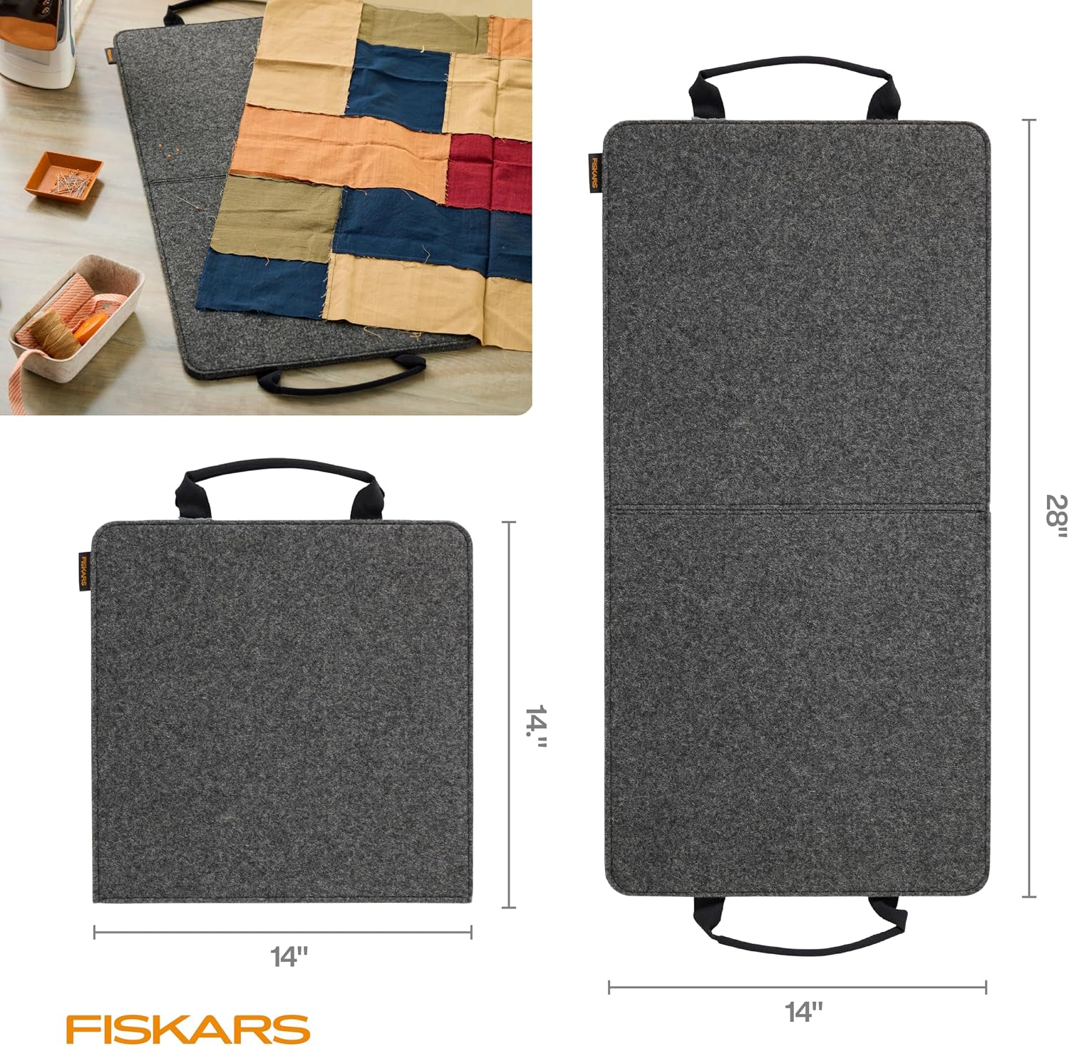14" x 28" Folding Wool Pressing Mat, Portable Ironing Surface | Wool Material Grips & Holds Fabric in Place, Folds