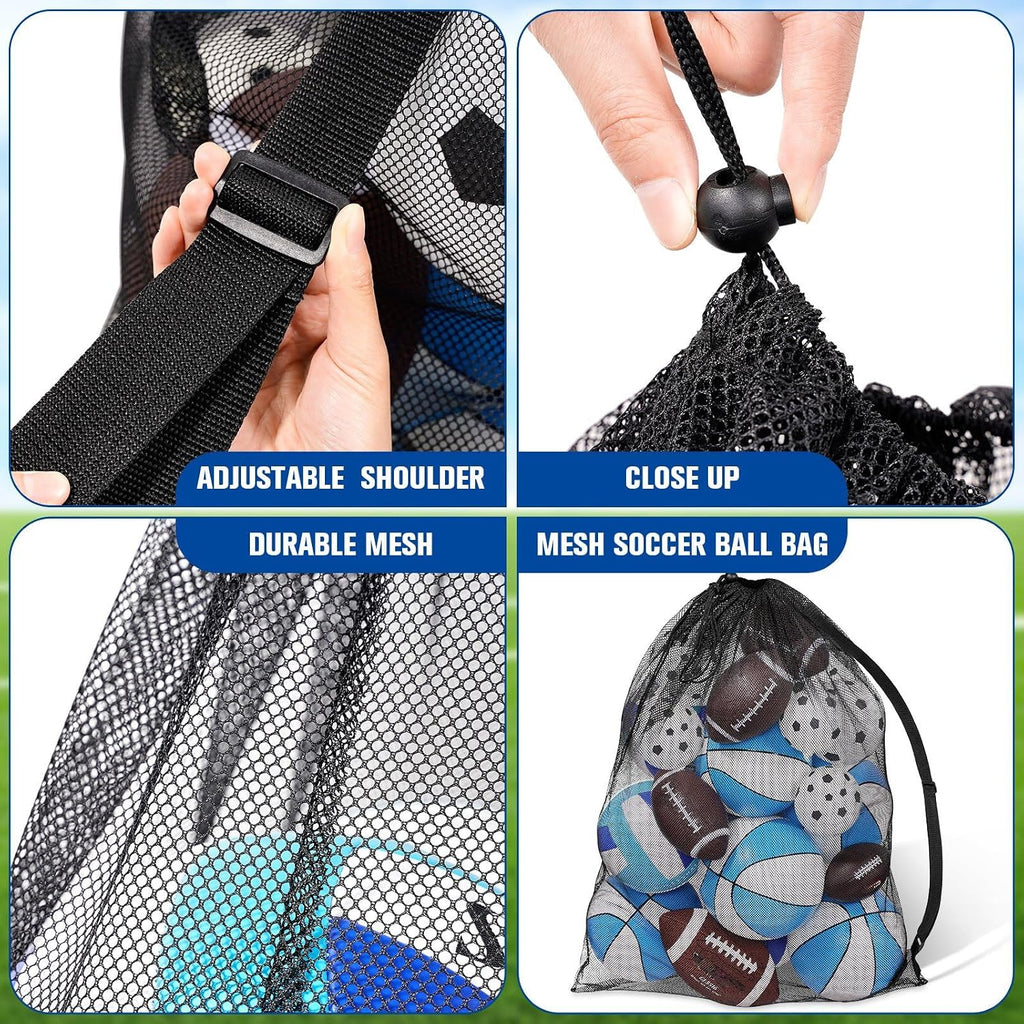 Extra Large Sports Ball Bag 30 x 40 Inches Mesh Soccer Basketball Bags Large Mesh Pouch with Adjustable Shoulder