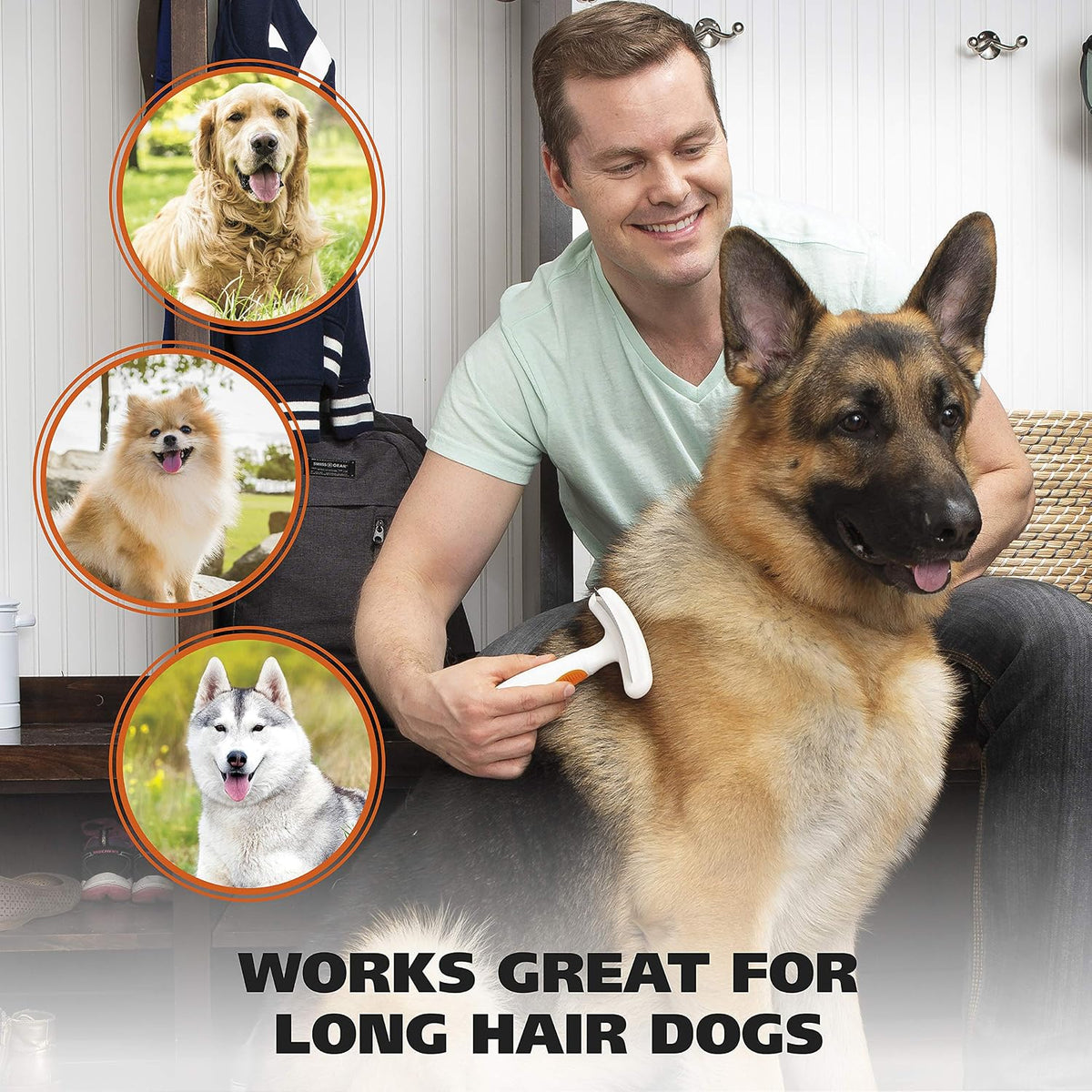 2-in-1 Combination Double Row Pet Rake with Hair Shedding Blade